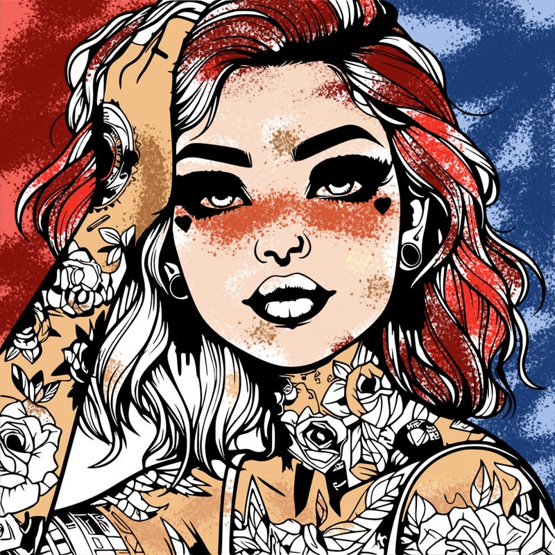 realistic girl with tattoos all over