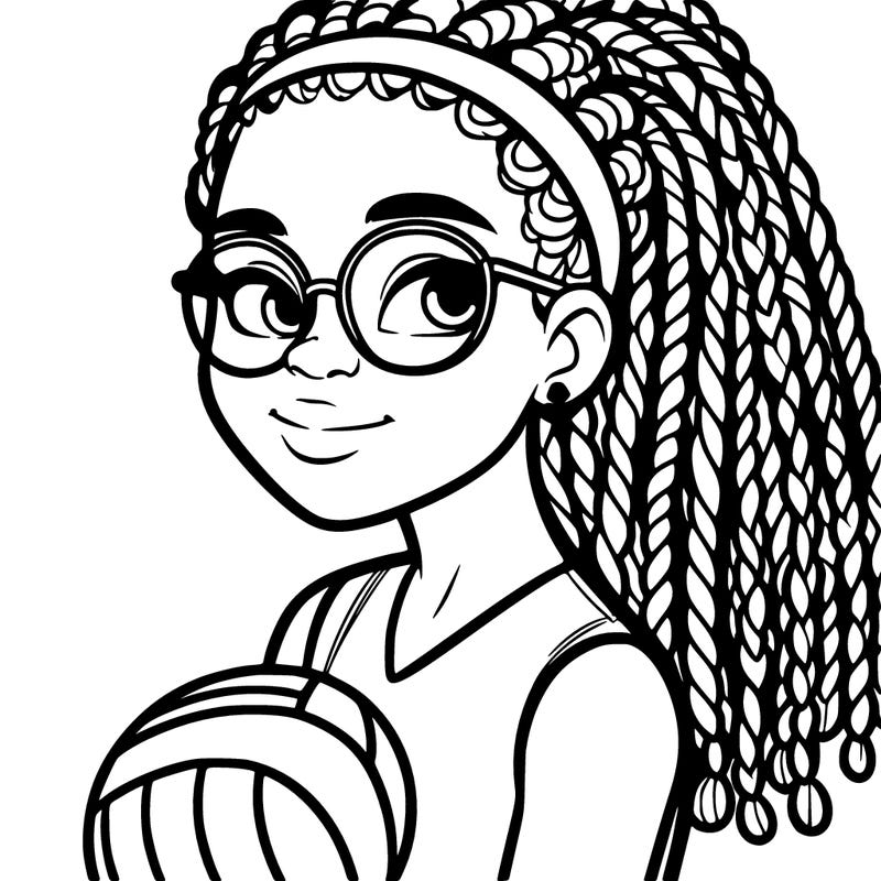 black teen girl with ginger braids and glasses playing volleyball
