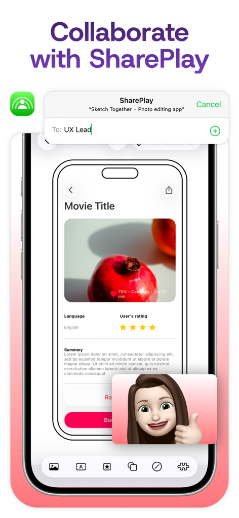 Real-time UI design collaboration using SharePlay in the Mockup app