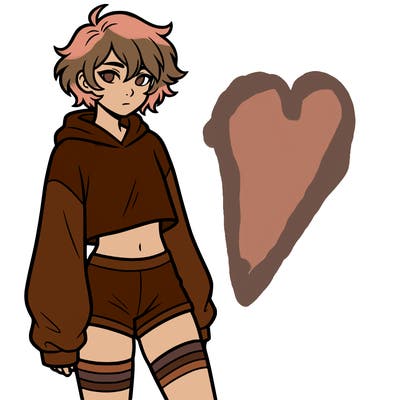 femboy with short hair wearing thigh highs and baggy crop top