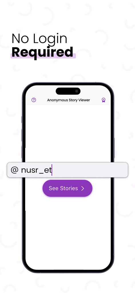 Interfaz de la app Anonym Stories para Insta mostrando que no se requiere inicio de sesión