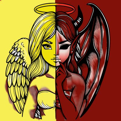 realistic angel half demon