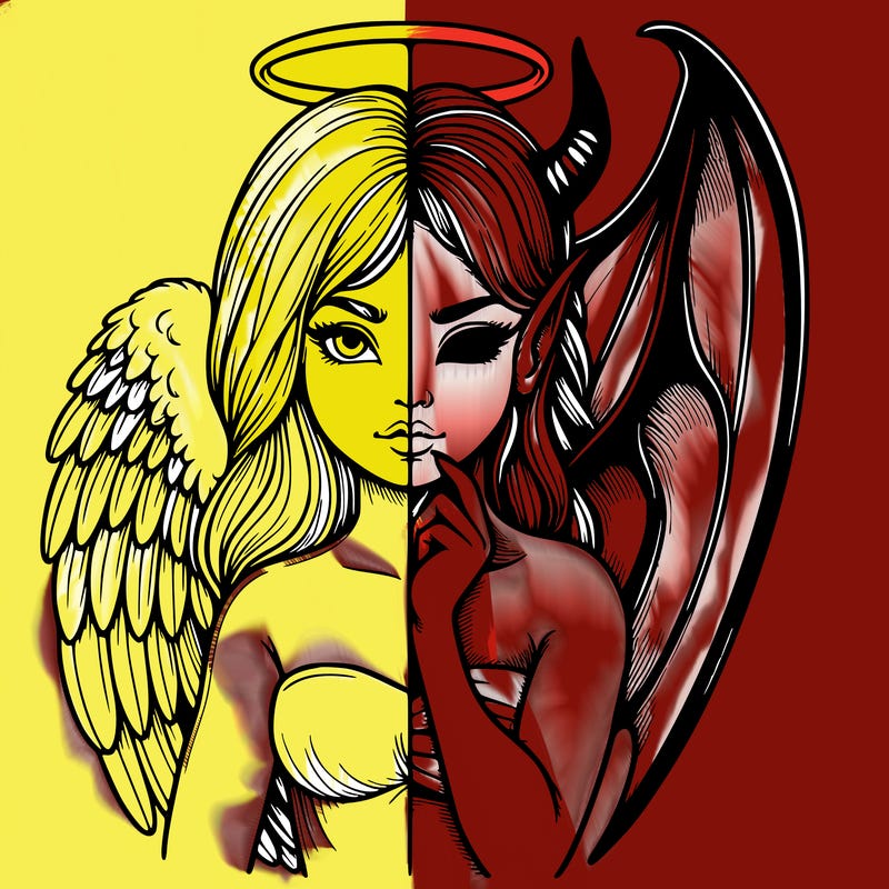 realistic angel half demon