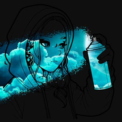 a realistic girl, spray painting