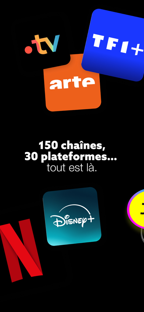 Diverto Programme TV Streaming - Visuel de l'application Diverto affichant les logos des chaînes de télévision et des plateformes de streaming comme Netflix et Disney Plus