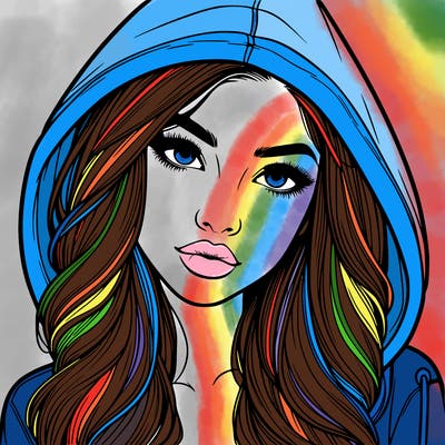 realistic beautiful girl with a hood on