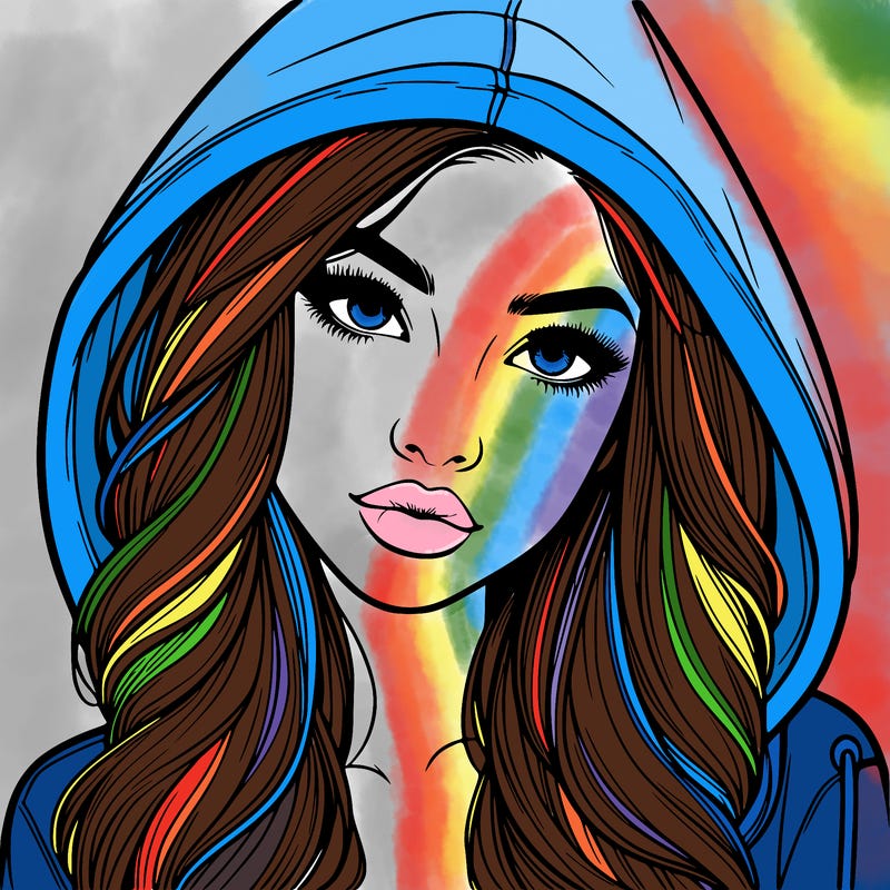 realistic beautiful girl with a hood on