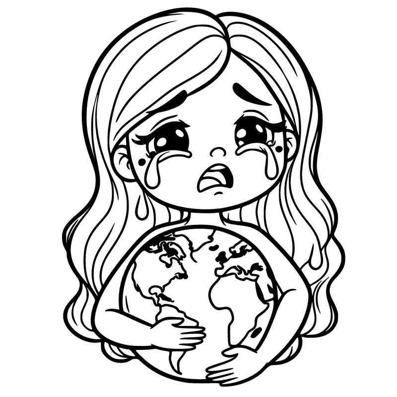 mother earth holding the earth and crying