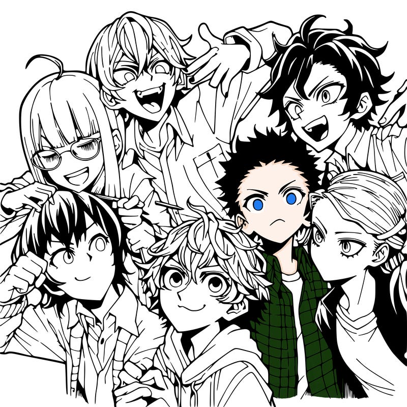 manga group of friends messing around