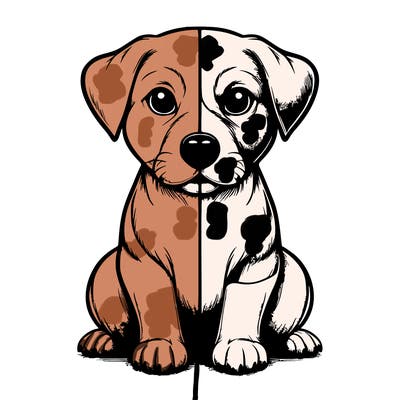 realistic split in half dog drawing