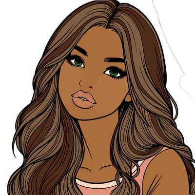 realistic girl with hair on her hair and lips