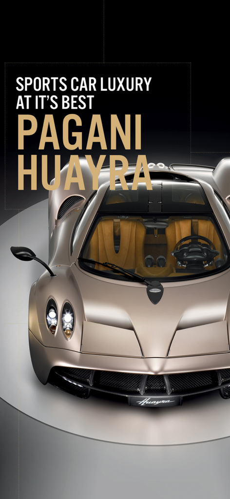 Lifestyle For Men Magazine - Top view of a metallic champagne Pagani Huayra sports car highlighting luxury automotive content in Lifestyle For Men Magazine