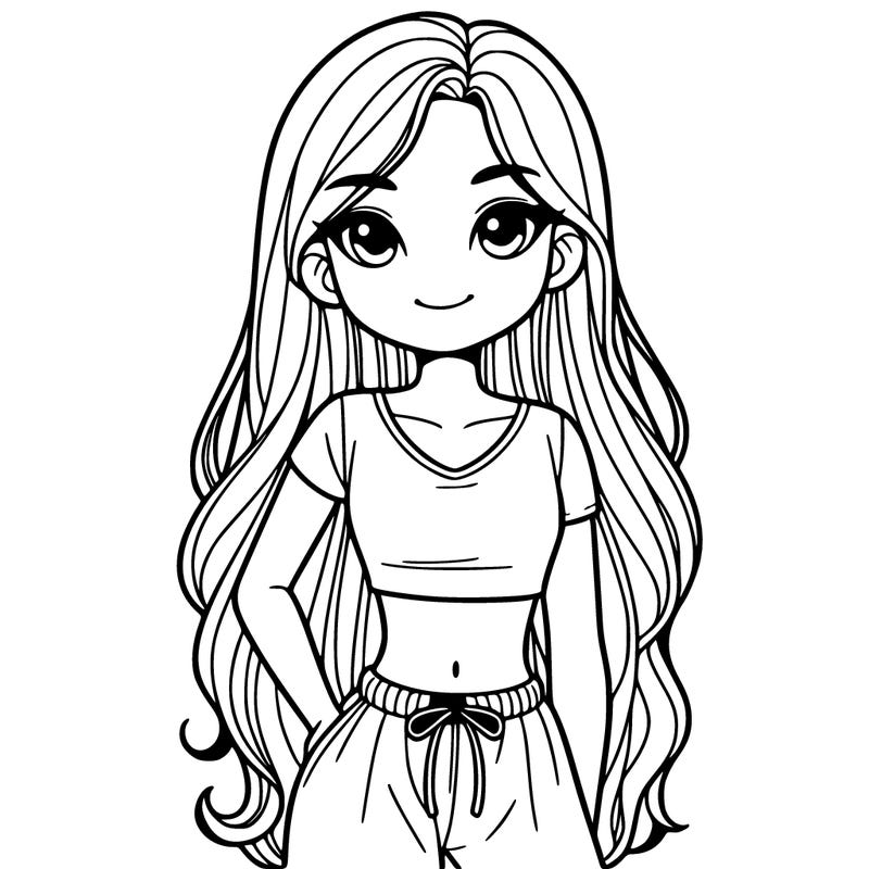 girl in a croptop with long hair