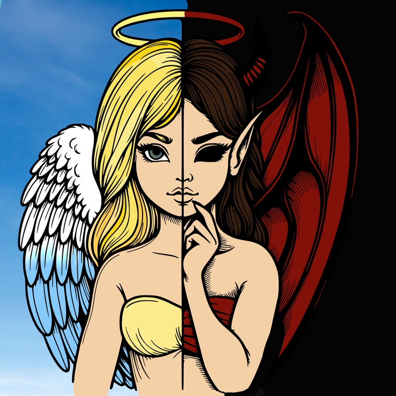 realistic angel half demon