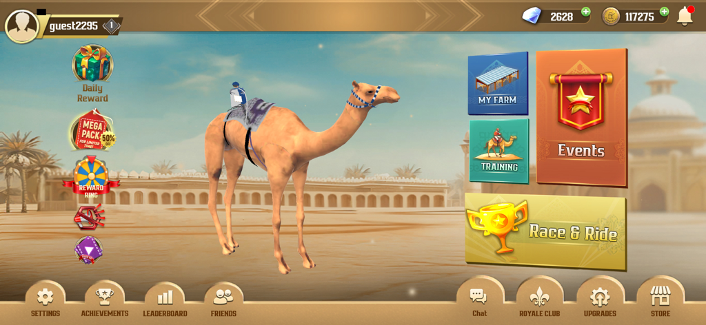 Markad Racing 2024 - Markad Racing 2024 game dashboard featuring a racing camel and management menu options