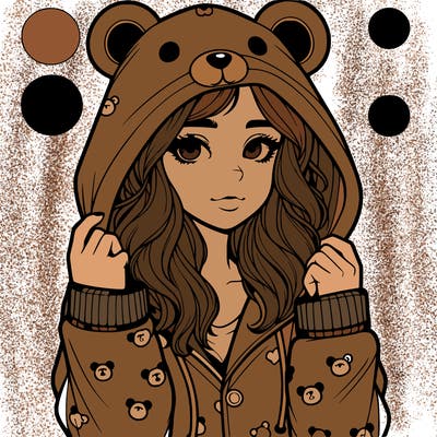 realistic girl in a animal pjs hoodie