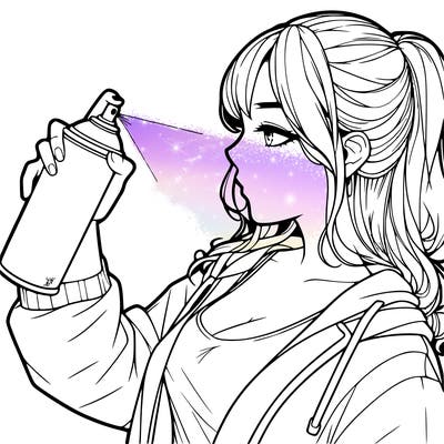 a realistic girl spray, painting