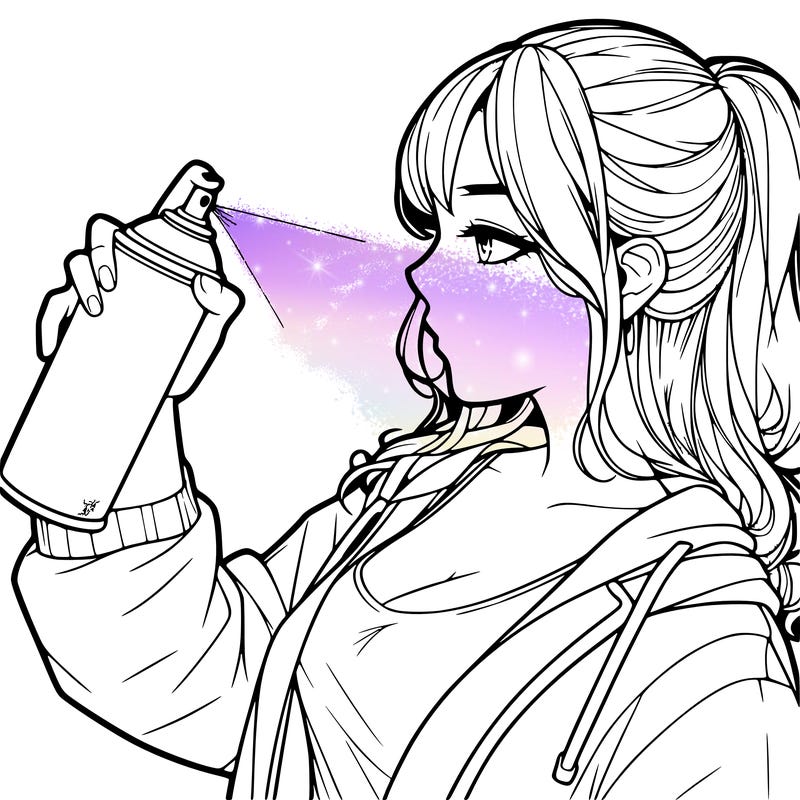 a realistic girl spray, painting