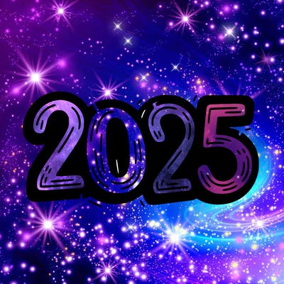 one line scrawled numbers sketch design “2025”