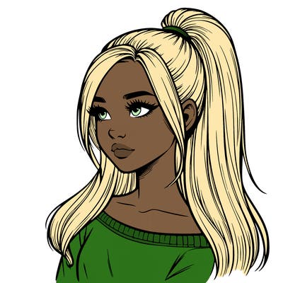 realistic girl with a high ponytail