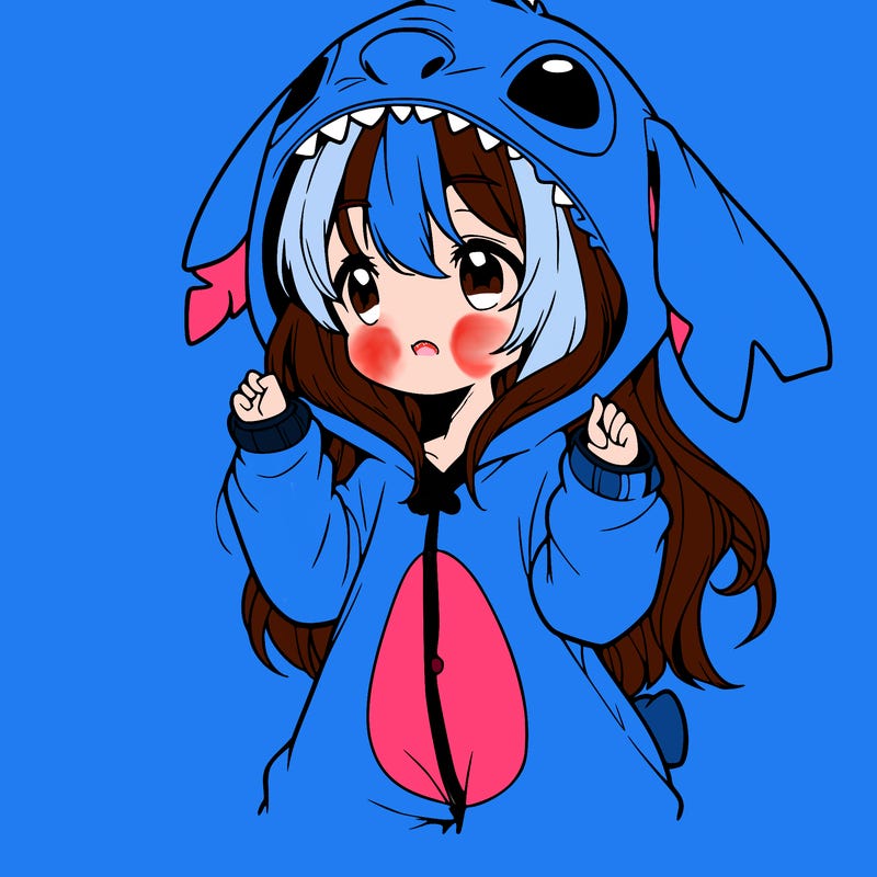 anime girl in a stitch onsie
