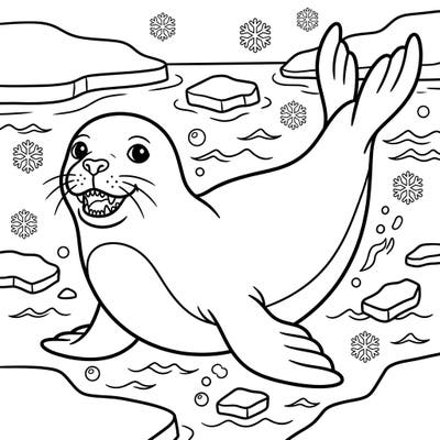 Embark on an Antarctic journey with this delightful crabeater seal coloring page, specially designed for kids aged 4-8. Featuring a friendly seal and icy details, it's perfect for sparking imagination and learning about marine life.