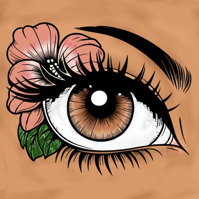realistic eye with flower