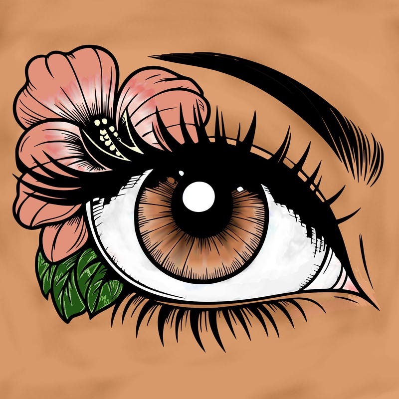 realistic eye with flower