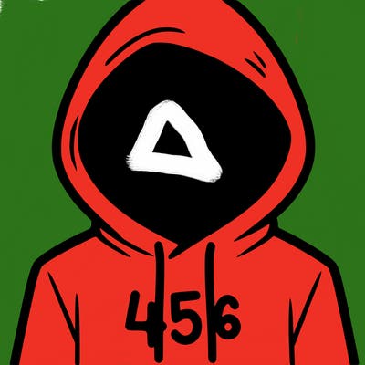 a person with non face waering a hoodie with a 456 symbol