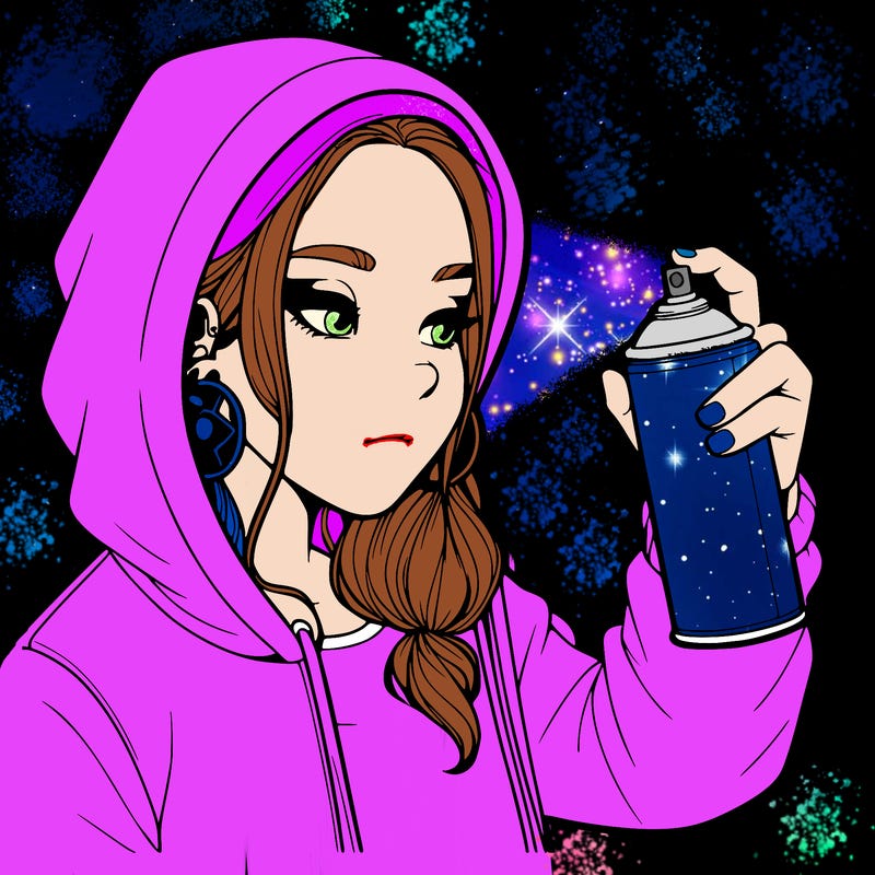 a realistic girl, spray painting