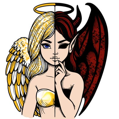 realistic angel half demon