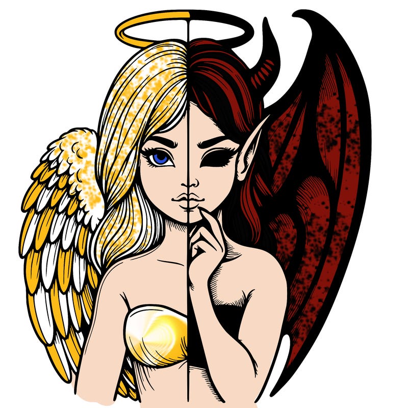 realistic angel half demon