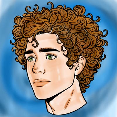 realistic guy with curly hair