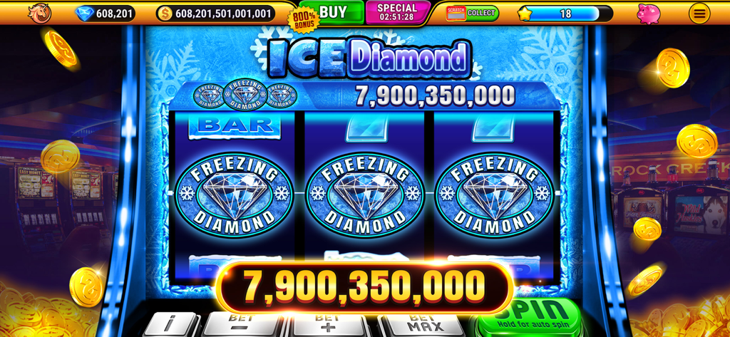 Wild Classic Slots Casino Game - Victoria de jackpot en la máquina tragamonedas Ice Diamond en Wild Classic Slots