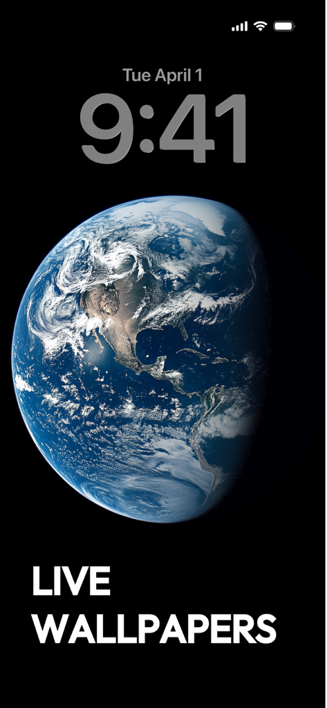 Wallpapers App for iPhone - iPhone lock screen showing a high resolution live wallpaper of Earth