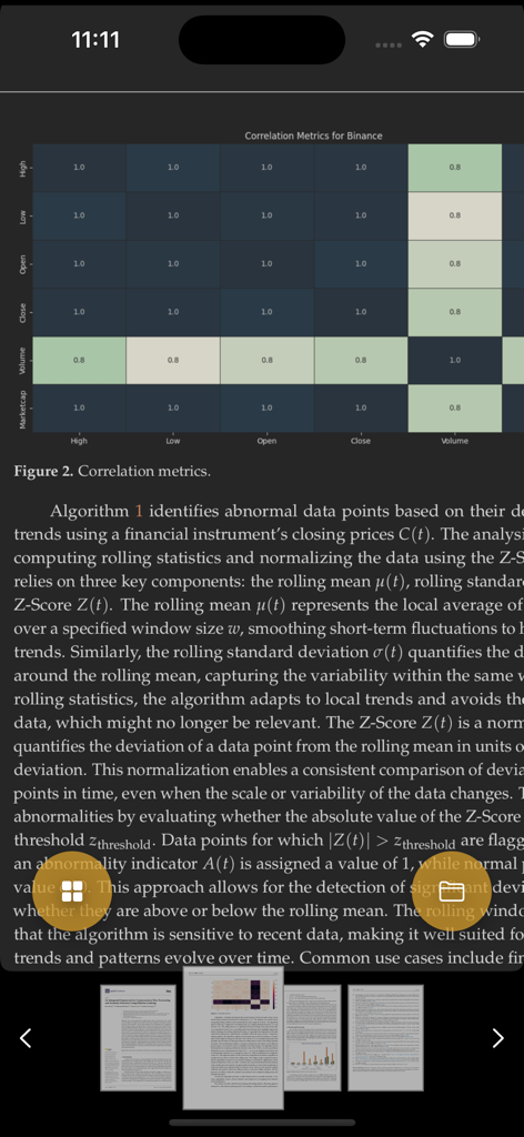 PDF Dark - A screenshot of the PDF Dark app showing an academic paper with a dark background and white text to reduce eye strain.