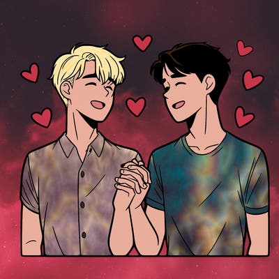 gay male teen couple holding hands