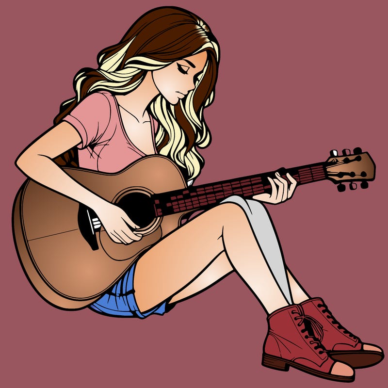 realistic woman play guitar