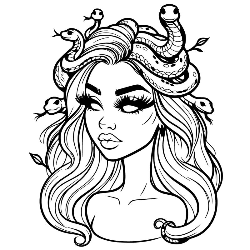 realistic woman with snakes in hair