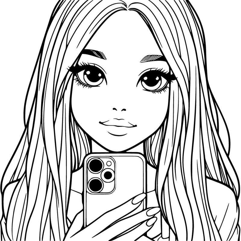 realistic girl with a phone