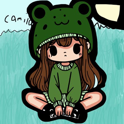 a girl wearing a frog hat and some frog socks