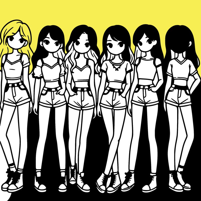 a group of girls wearing crop tops and shorts