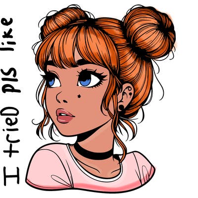 realistic girl with spacebuns