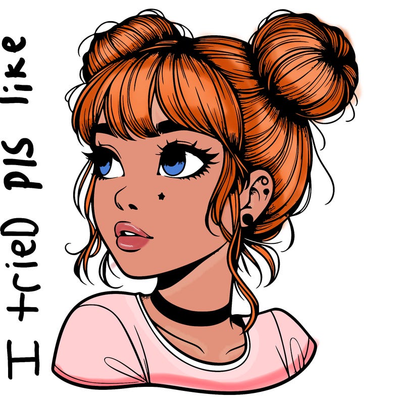 realistic girl with spacebuns