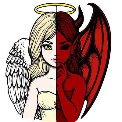 realistic angel half demon