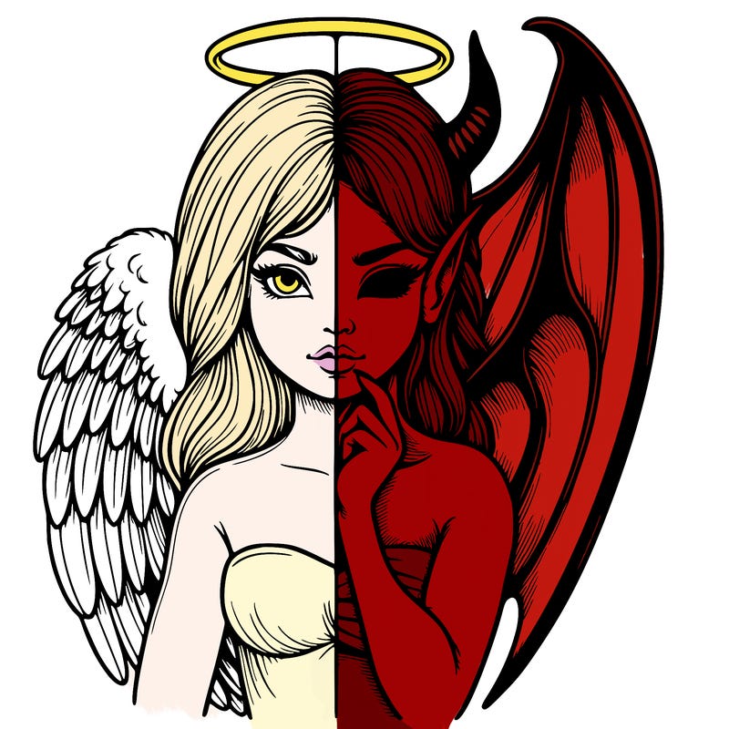 realistic angel half demon