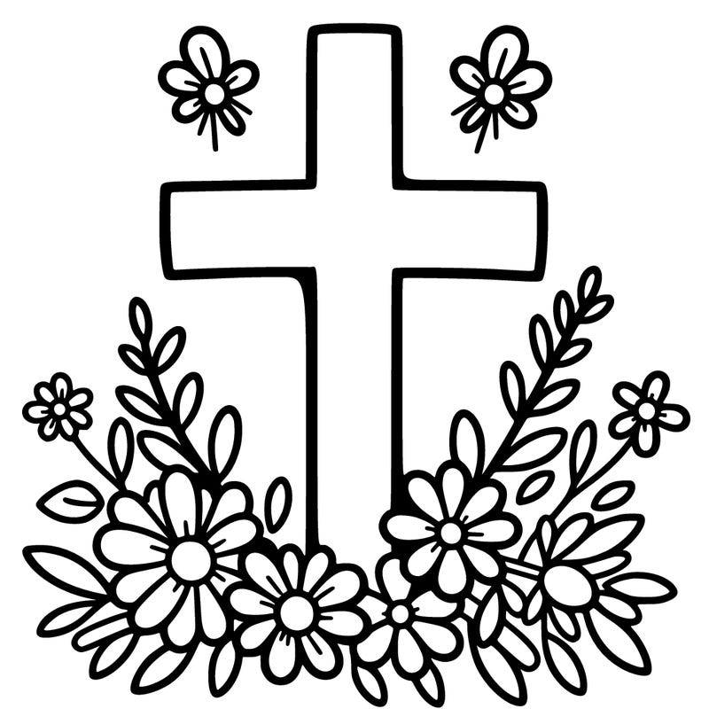 cross with flowers
