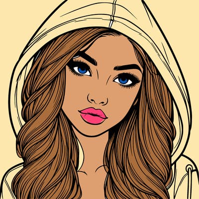 realistic beautiful girl with a hood on