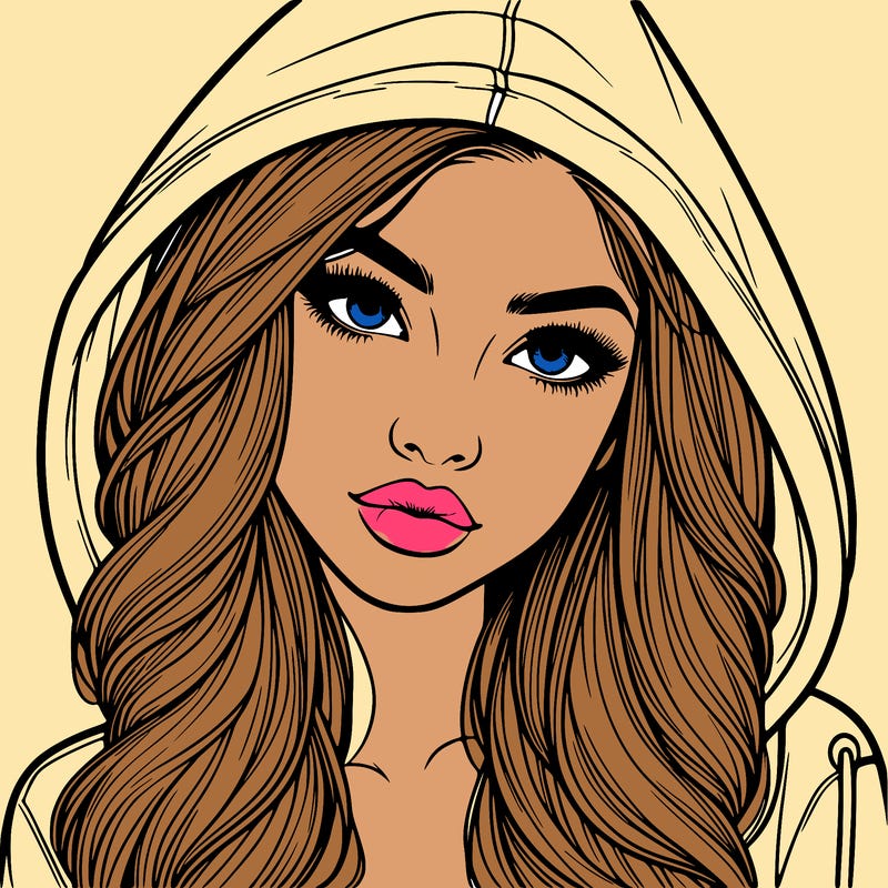 realistic beautiful girl with a hood on