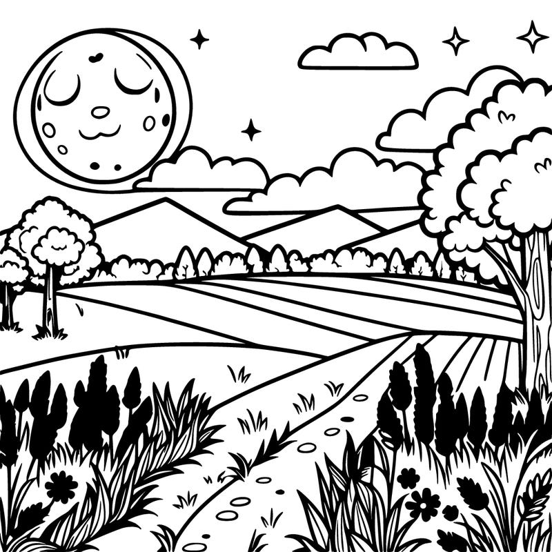 a moonlit field